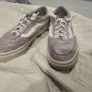 Kids Sparkly Sneakers - Lavender and White